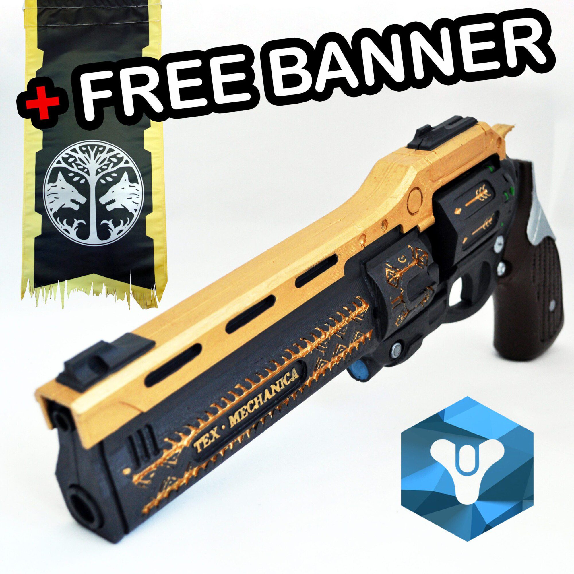 Last Word hand cannon prop from Destiny with free banner Cosplay