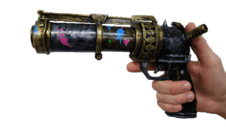 Zap pistol with moving trigger and hammer, Jinx cosplay prop